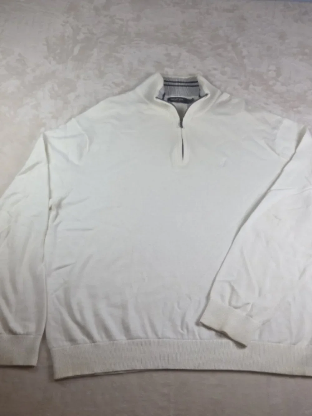 Nautica Quarter Zip Pullover Sweater XXL White Logo